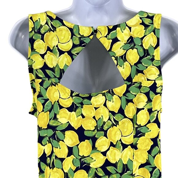 Talbots Women Lp Effortless Jersey Sleeveless Shift Dress Lemon Bunches Slimming - Picture 3 of 14